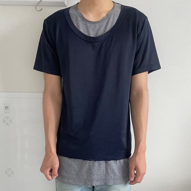 13SS 꼼데가르송 옴므 플러스 레이어드 반소매 티셔츠 S