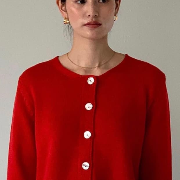 얼바닉30 가베라 레드 가디건 새상품