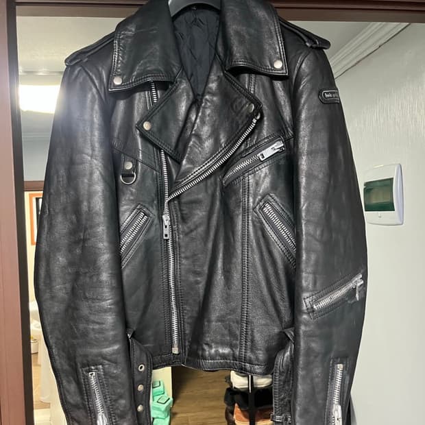 Hein gericke 더블 라이더 가죽 레더 자켓 l