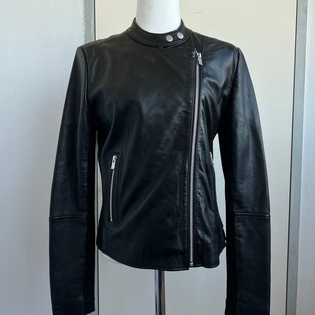 Zip-up leather jacket