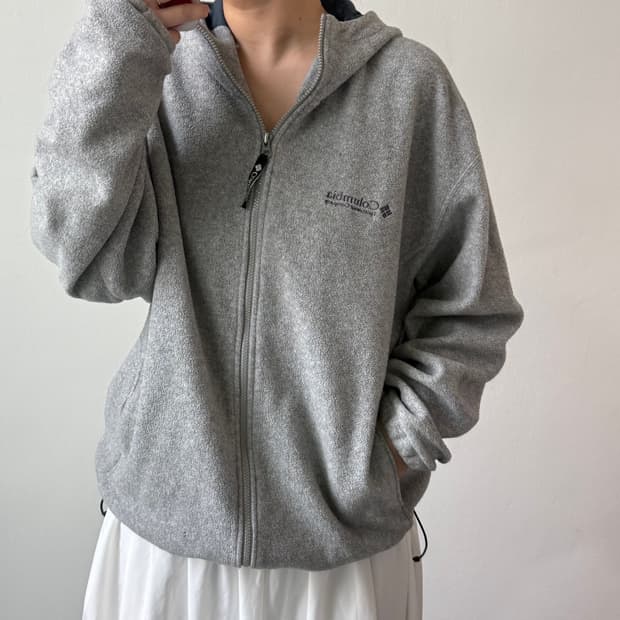 [XL] 컬럼비아 그레이 자수 후드집업