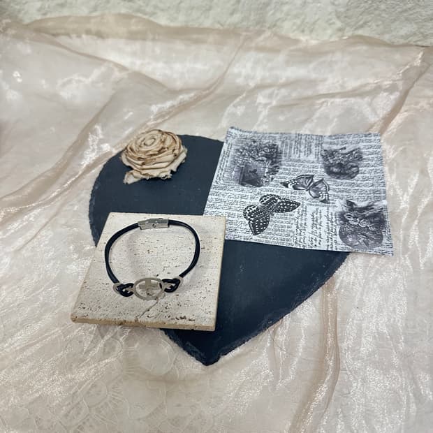 빈티지 십자가 가죽 마네크틱고리 팔찌