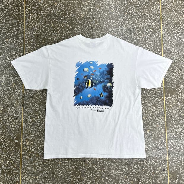Early 00s 해저 열대어 티셔츠 XL