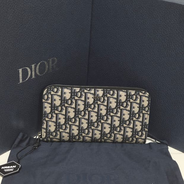 [새상품] 디올 오블리크 자카드 지퍼 장지갑 베이지