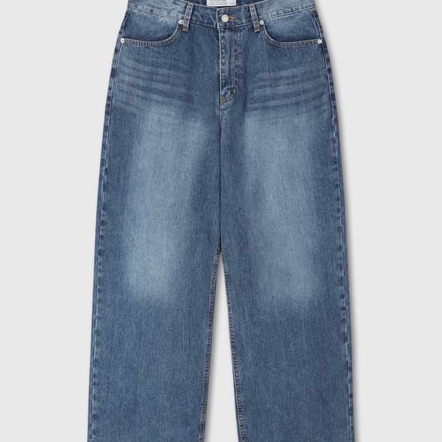다이브인 루즈 와이드 데님 팬츠(ribbed blue)