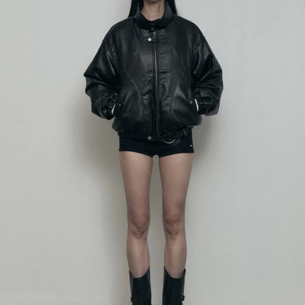 보헤미안서울 하이넥 모토 자켓 오버핏