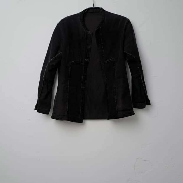 1940s 프렌치 빈티지 블랙 몰스킨 자켓