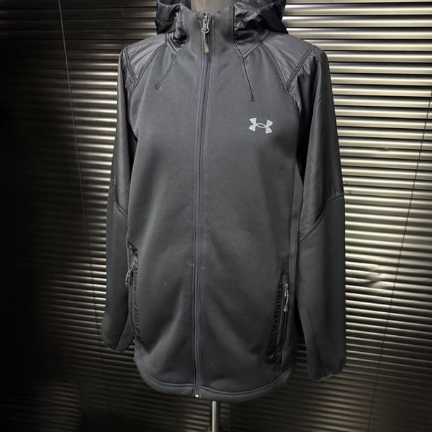 언더아머 스톰 바람막이 져지 믹스 하이넥 후드 집업 M 95 런닝 헬스