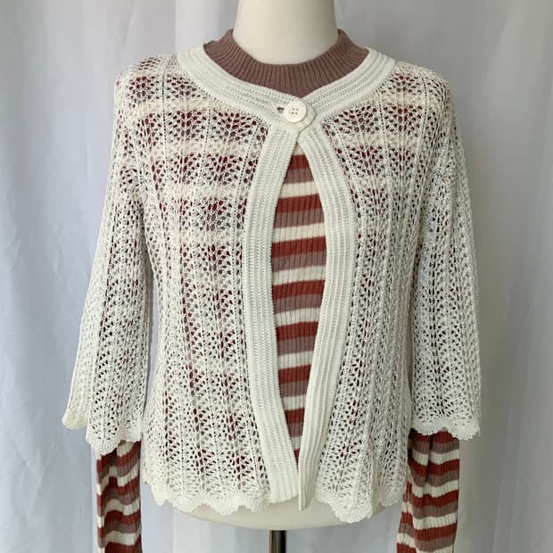 모리 단가라 스트라이프 폴라 니트