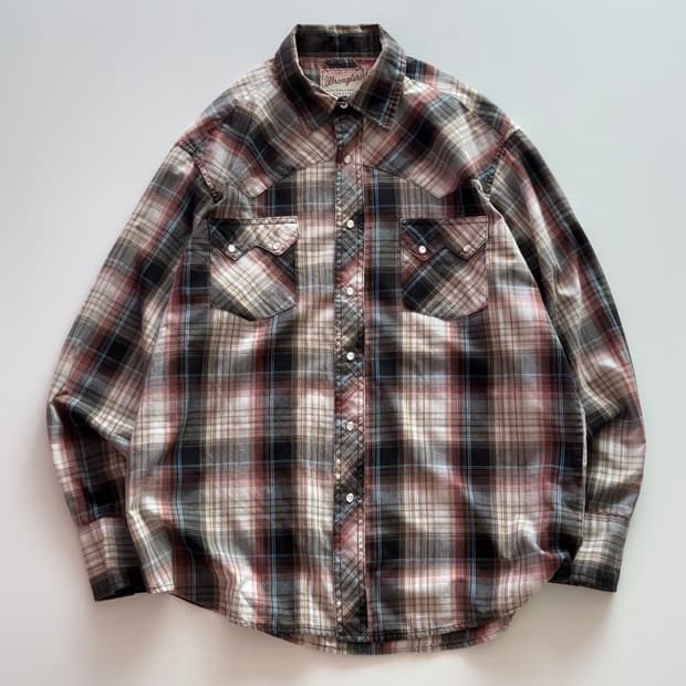 랭글러 배색 웨스턴 체크 셔츠