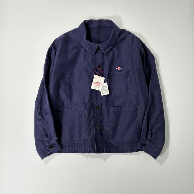 DANTON 단톤 몰스킨 프렌치 커버올 자켓 네이비