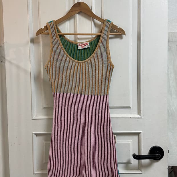 앤더슨벨 컬러블록 니트 나시 원피스