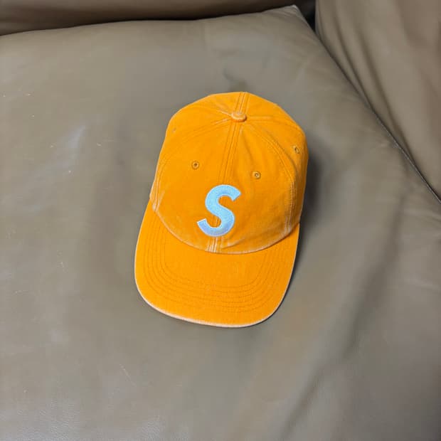 슈프림 S로고 6패널 볼캡 모자 피그먼트 오렌지
