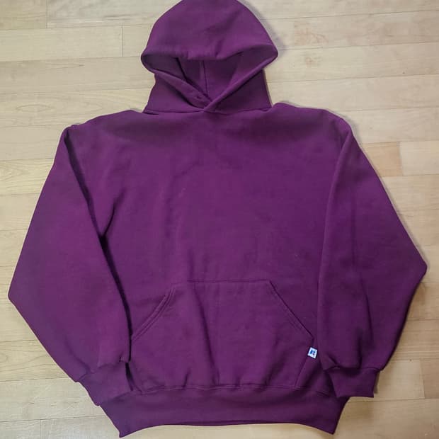 90s 빈티지 러셀 후드 버건디 L