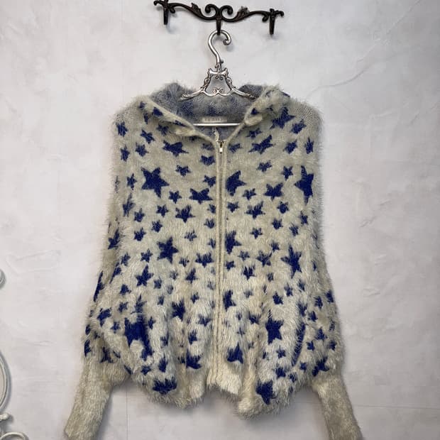 Egoist white blue grunge star over 후드집업 