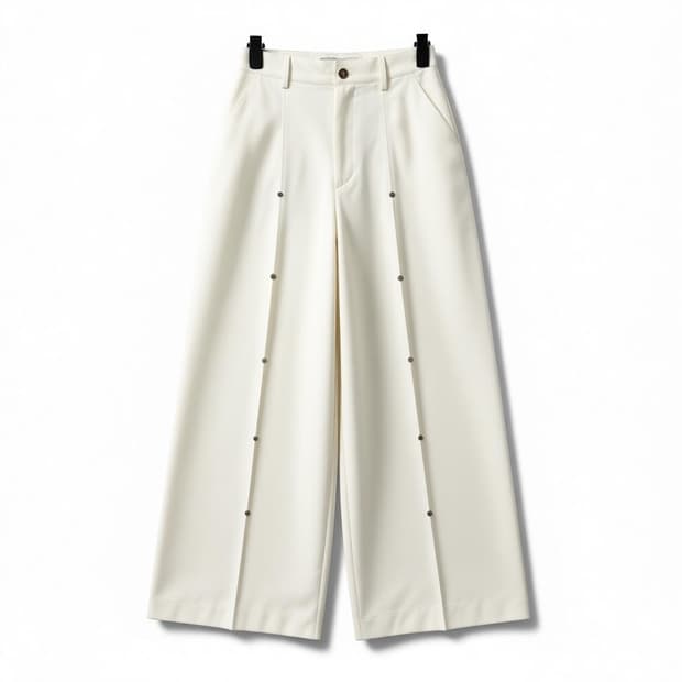 TREEMINGBIRD Rivet Slit Trouser [White]