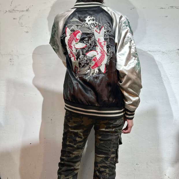 Jpn 일본 빈티지 오리엔탈 자수 스카잔 M