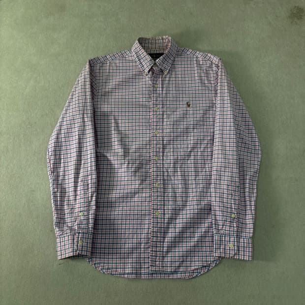 100 폴로랄프로렌 핑크 체크 코튼셔츠 