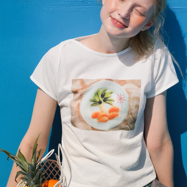 포에브 Fruit Palm Tree T-shirt - White