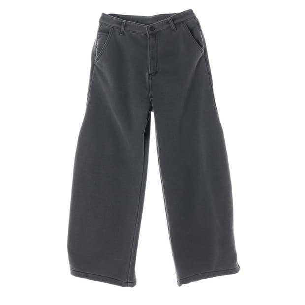 차콜 그레이 와이드핏 코튼 밴딩 팬츠