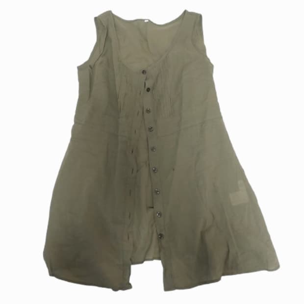 모리걸 하구미 너드 카키 슬리브리스 조끼 베스트