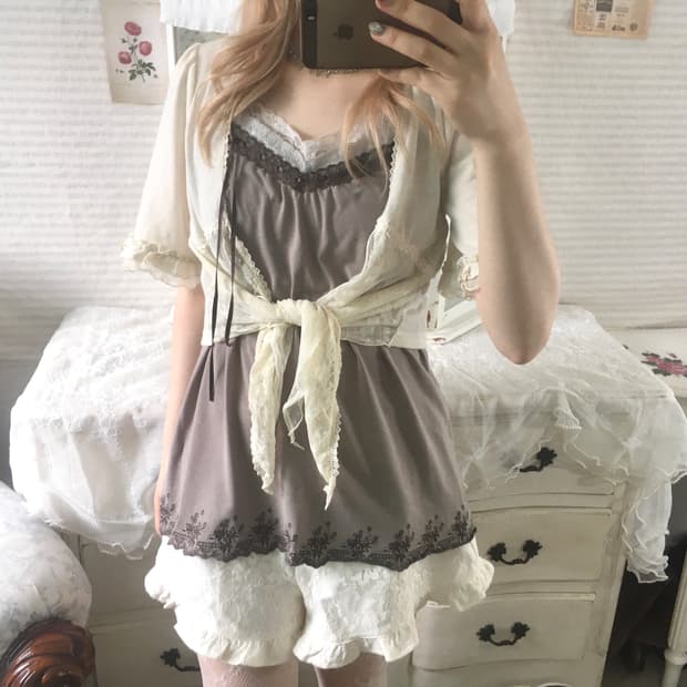 Set)액시즈팜 레이스 볼레로 가디건 + 앤틱 레이스 나시