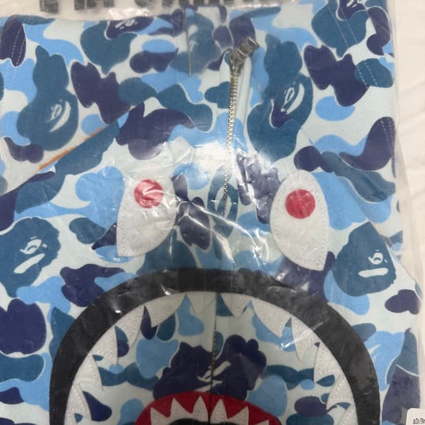 베이프 ABC 카모 샤크 풀 집 후드 블루