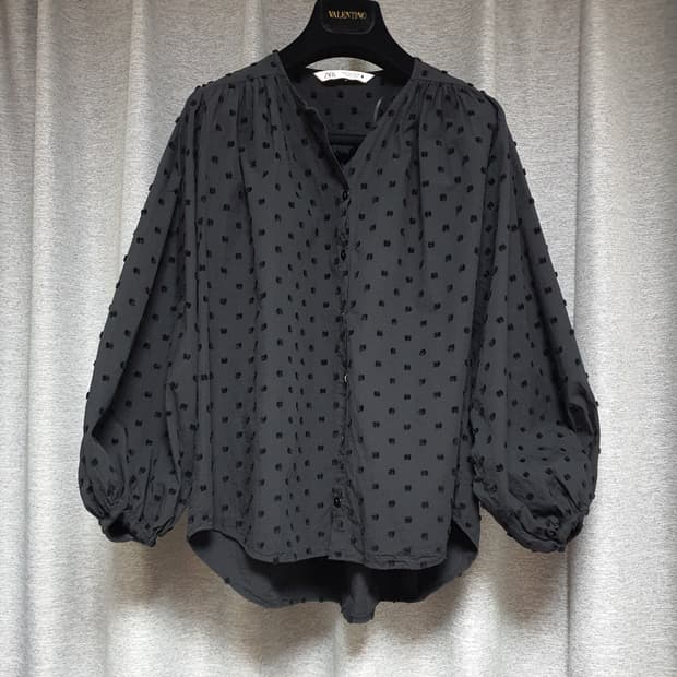 Zara자라 도트패턴 볼륨 여유핏 루즈핏 블라우스s or s~m