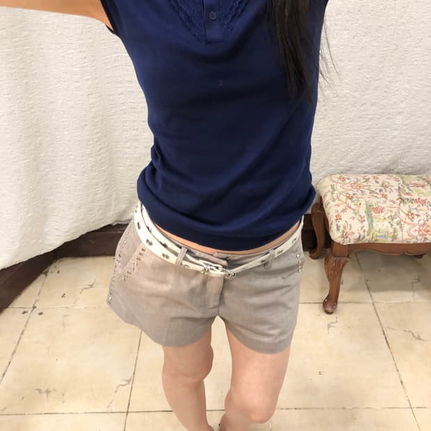 navy elegance collar top