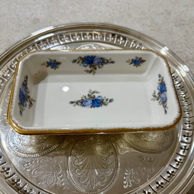 영국로얄 알버트 문라이트 로즈 직사각 접시