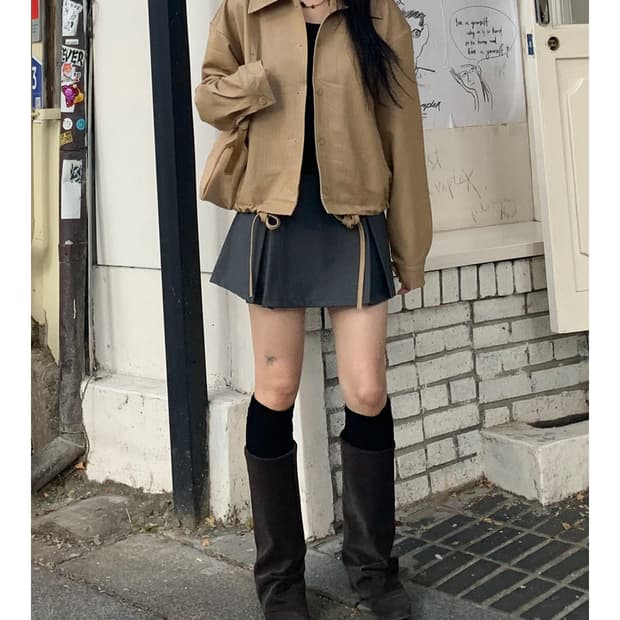 새상품) 트임 미니스커트 그레이/블랙