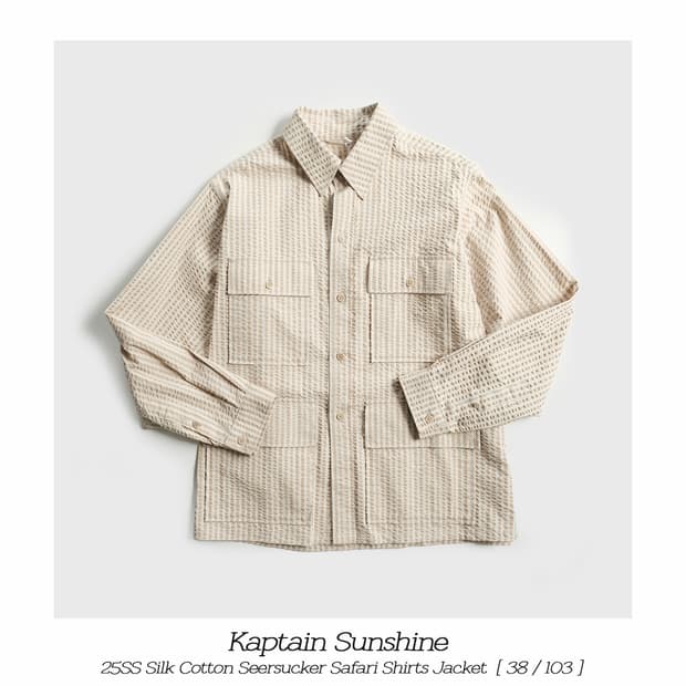 캡틴선샤인 25SS 실크 코튼 시어서커 사파리 셔츠 자켓 38사이즈
