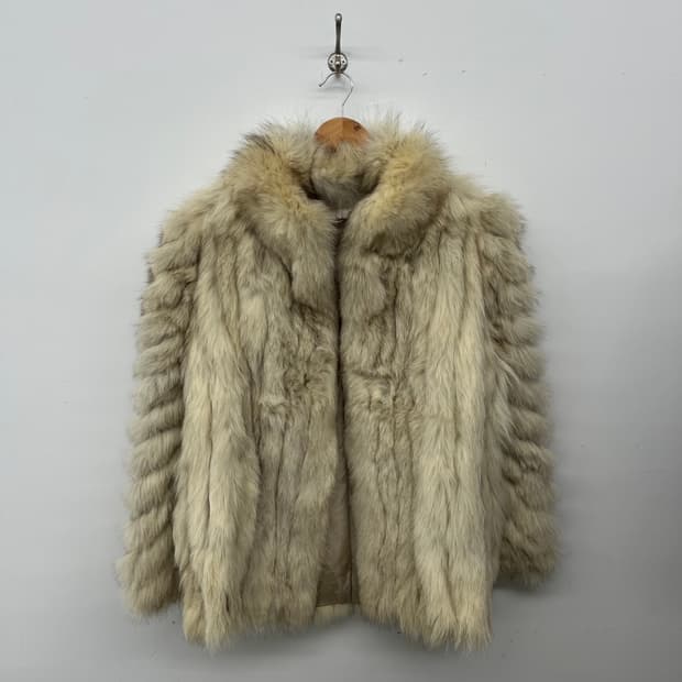 리얼 여우털 폭스퍼 숏코트 내추럴 베이지 여L