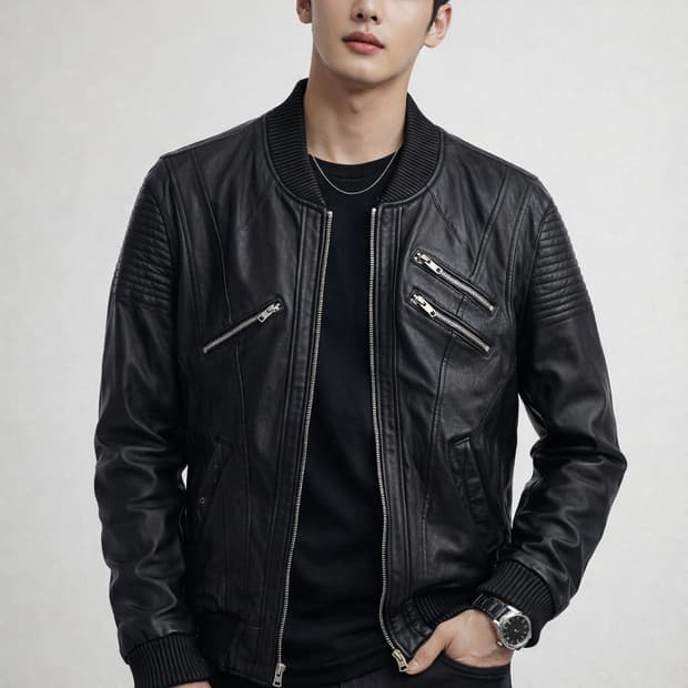 VINTAGE 이탈리아 램스킨 멀티 지퍼 라이더 가죽 자켓