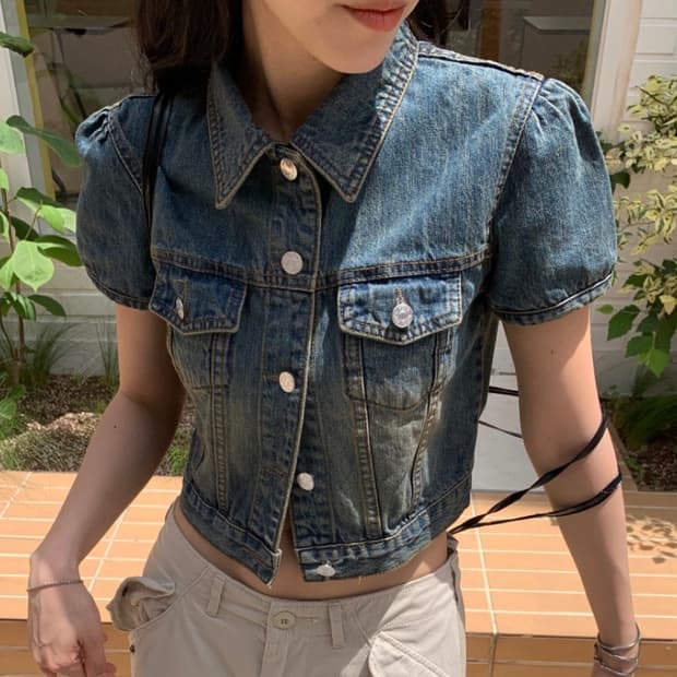 여름 반팔 데님 자켓