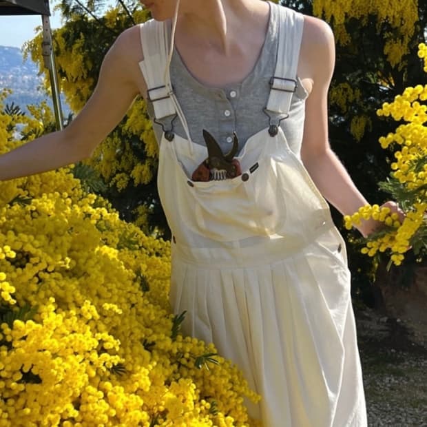 더바넷 코튼 가드너 오버롤 드레스