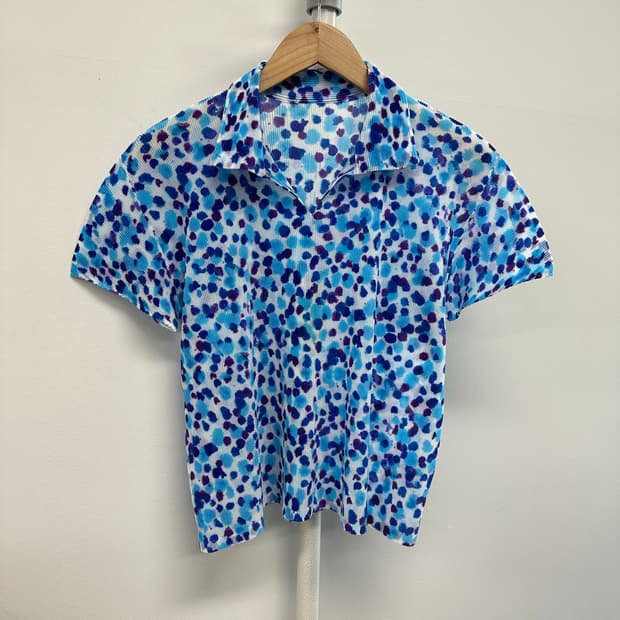 이세이미야케 플리츠플리즈 패턴 디자인 카라티셔츠 탑