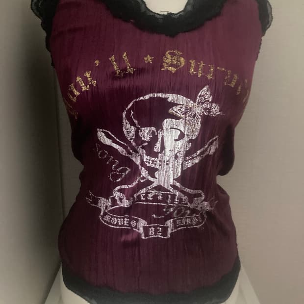 빈티지 y2k와투케 펑크 그런지 벨벳레이스 나시