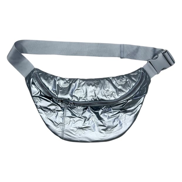 아디다스 퍼피 새틴 오버사이즈 웨이스트백 힙색 가방 메탈릭 실버