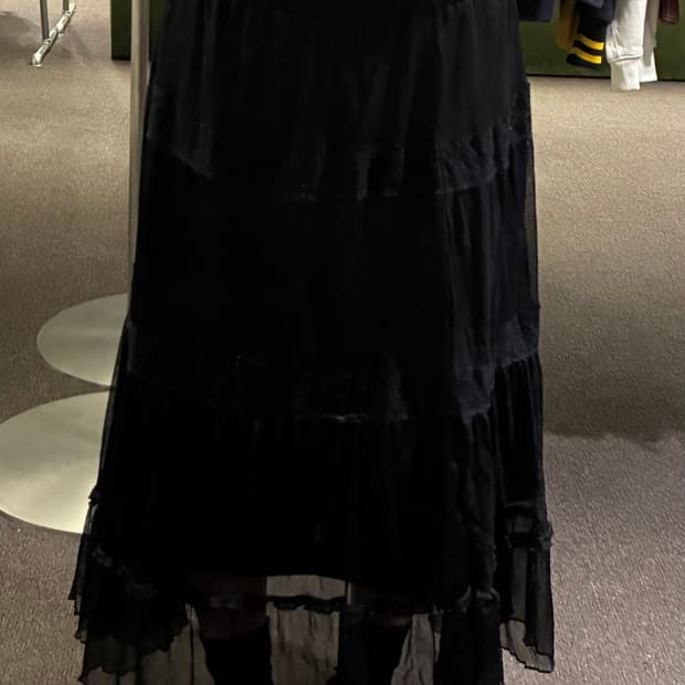 8~76)Japanese vintage 블랙 레이스 시스루 롱스커트(수선