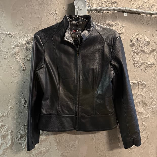 6 엠베진M Begin 리얼 양가죽 싱글 집업 레더 자켓 블랙