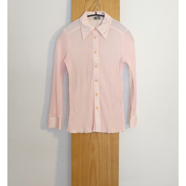 마츠리 빈티지 플리츠 롱슬리브 셔츠 핑크