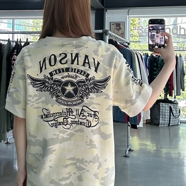 벤슨 스컬본카모 와플 반팔링거티 바닐라그레이