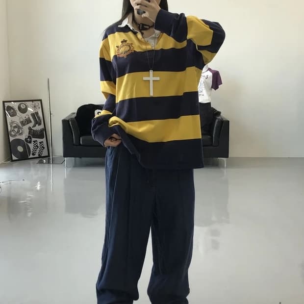 폴로 랄프로렌 스트라이프 럭비티