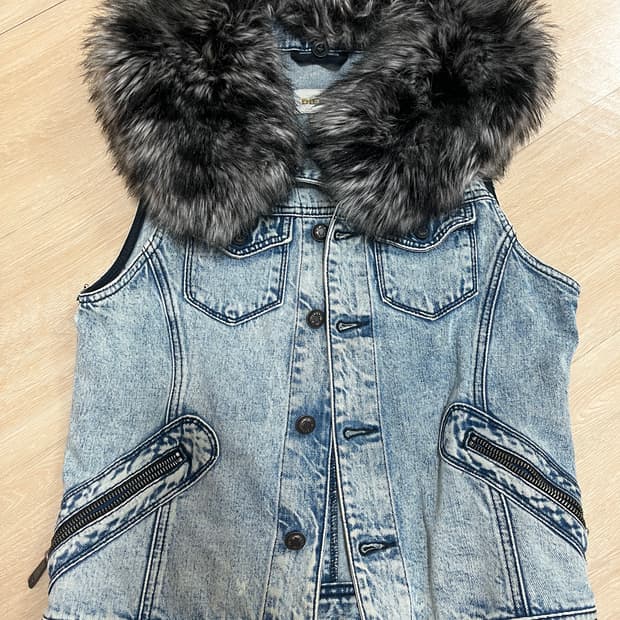 디젤 데님 퍼 조끼