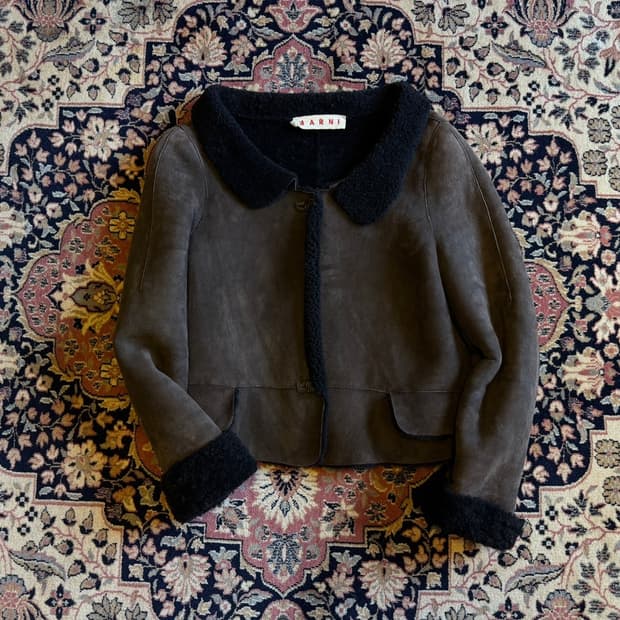 마르니 시어링 레더 자켓 55~66