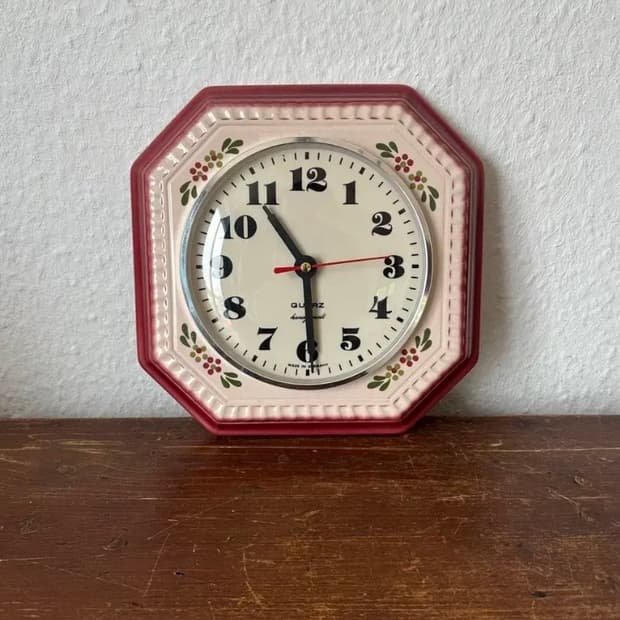 독일)빈티지 꽃도자기 벽시계(핸드페인팅)