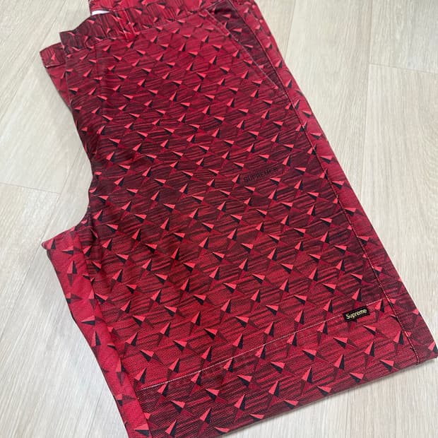[34] 슈프림 마름모 패턴 팬츠 레드 색상