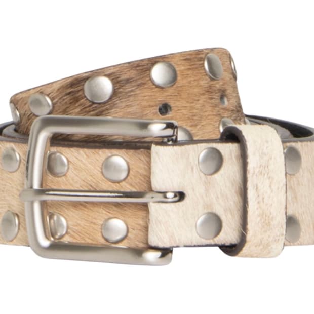 스투시 8볼 스터드 벨트 로우 카우하이드 헤어 xl