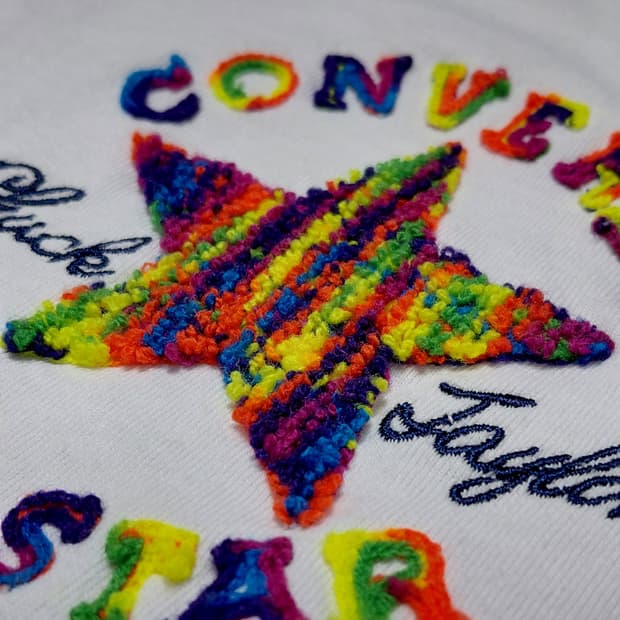 [L] 컨버스 척테일러 올스타 사가라 무지개 자수 반팔 티셔츠